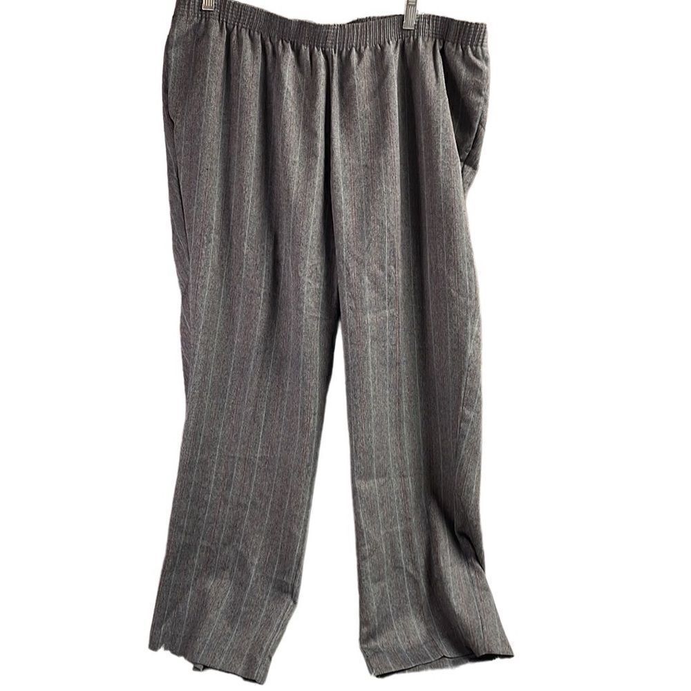 Allison Daley Gray Black Red Pinstriped Dress Pants Elastic Waist 22W Vintage